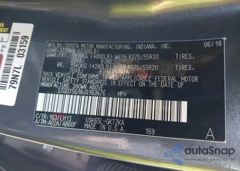 2018 Toyota Sequoia Platinum from USA, damaged, VIN 5TDDY5G18JS163676